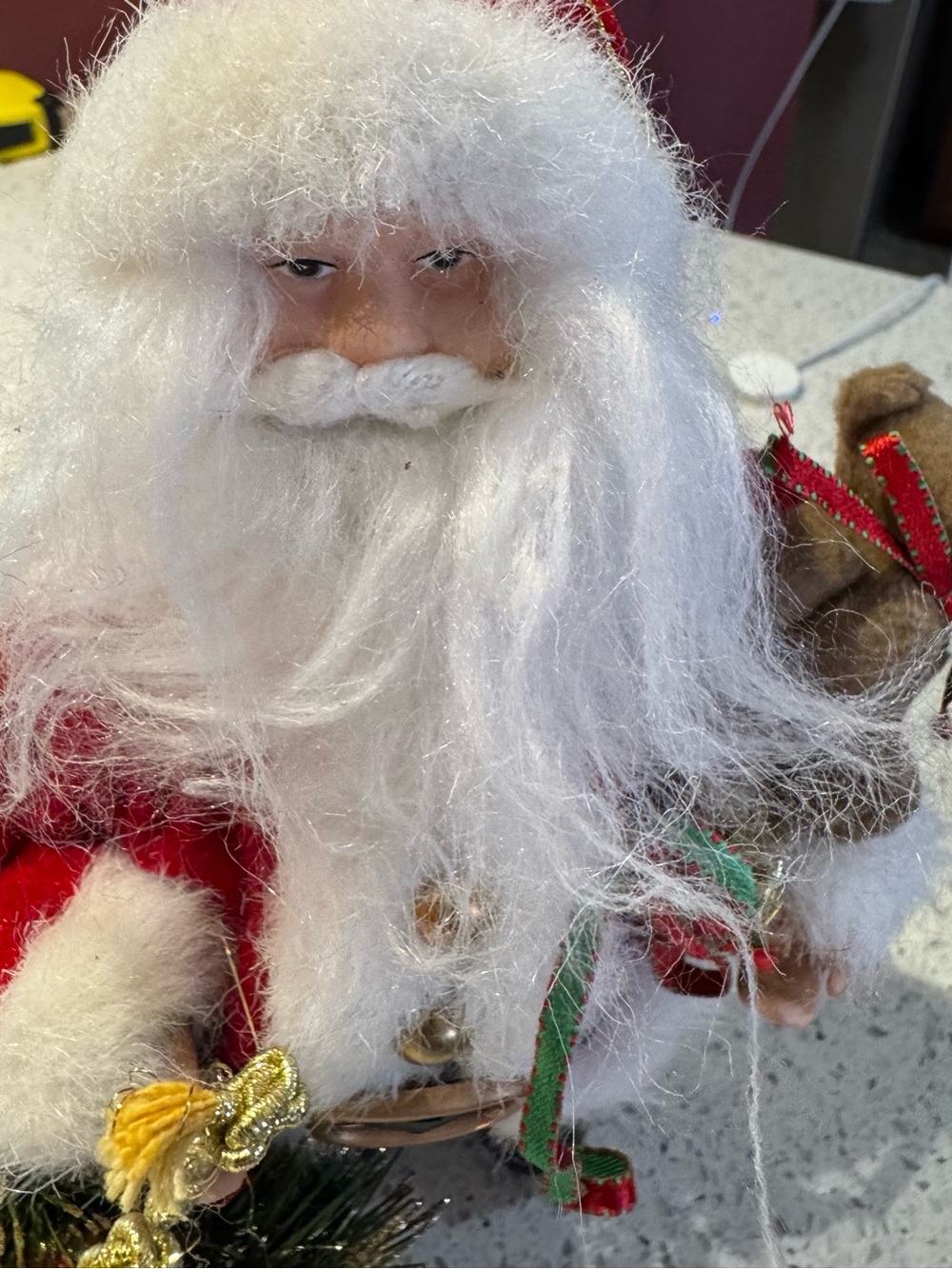 9" Santa White Faux Fur Red Suit with Gifts Toys - Picture 2 of 5